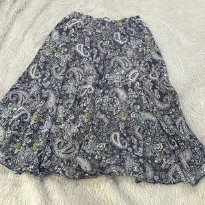 Blue paisley cotton full summer breeze elastic skirt size large